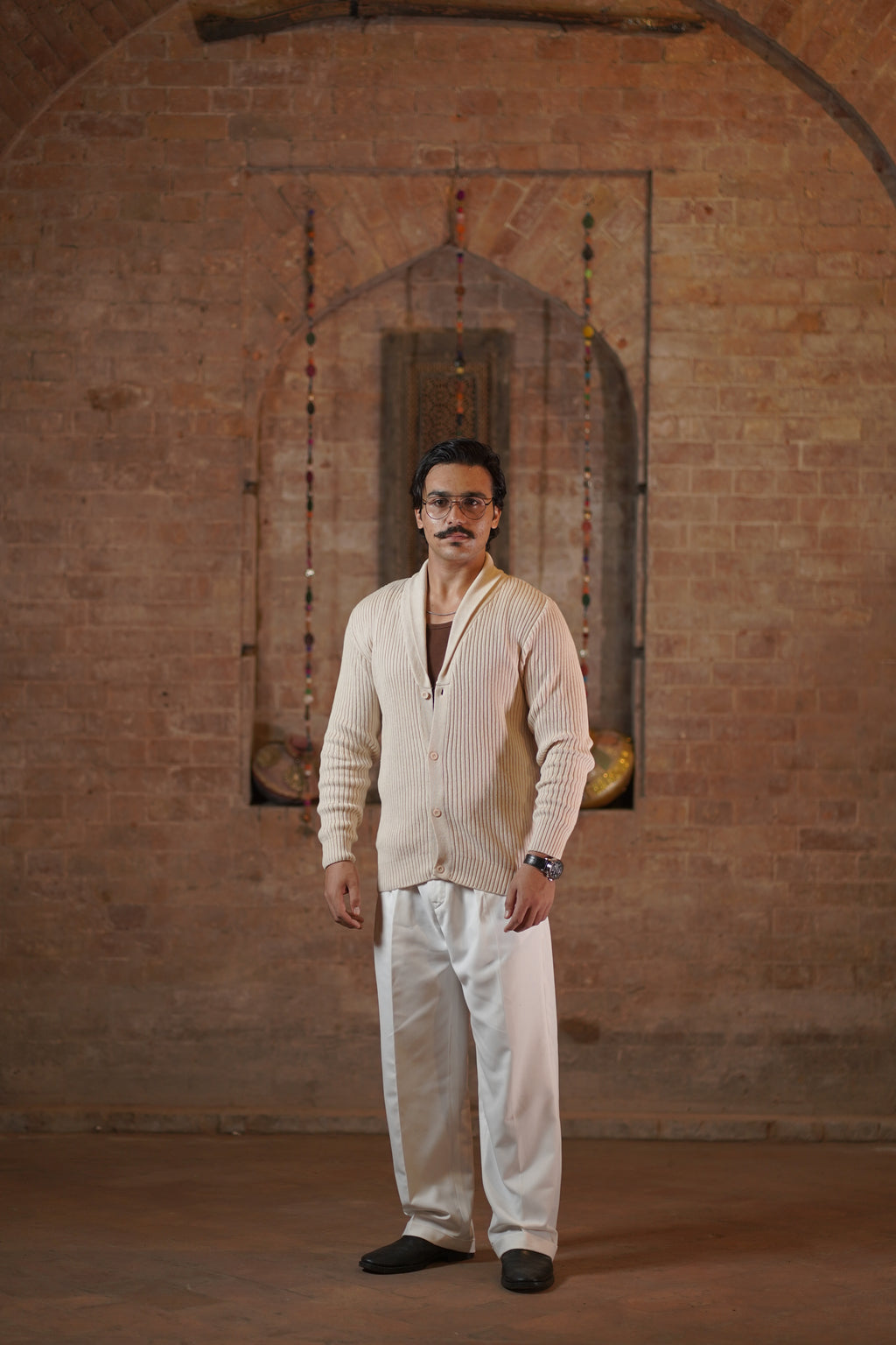 Cream Shawl Collared Cardigan Sweaters