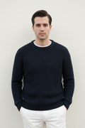 Black Knitted Round-neck Sweater