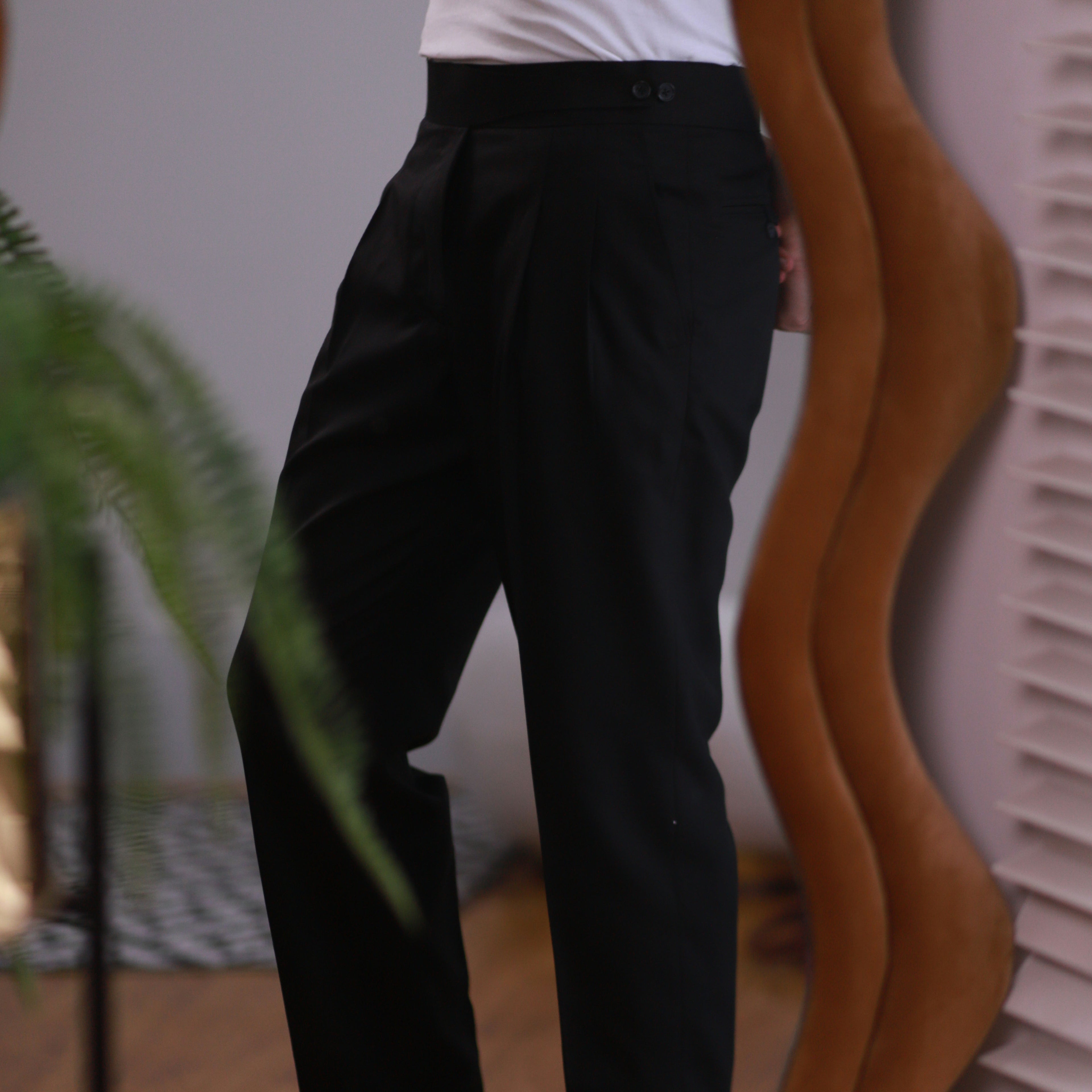 Men's Jet Black Gurkha Trouser