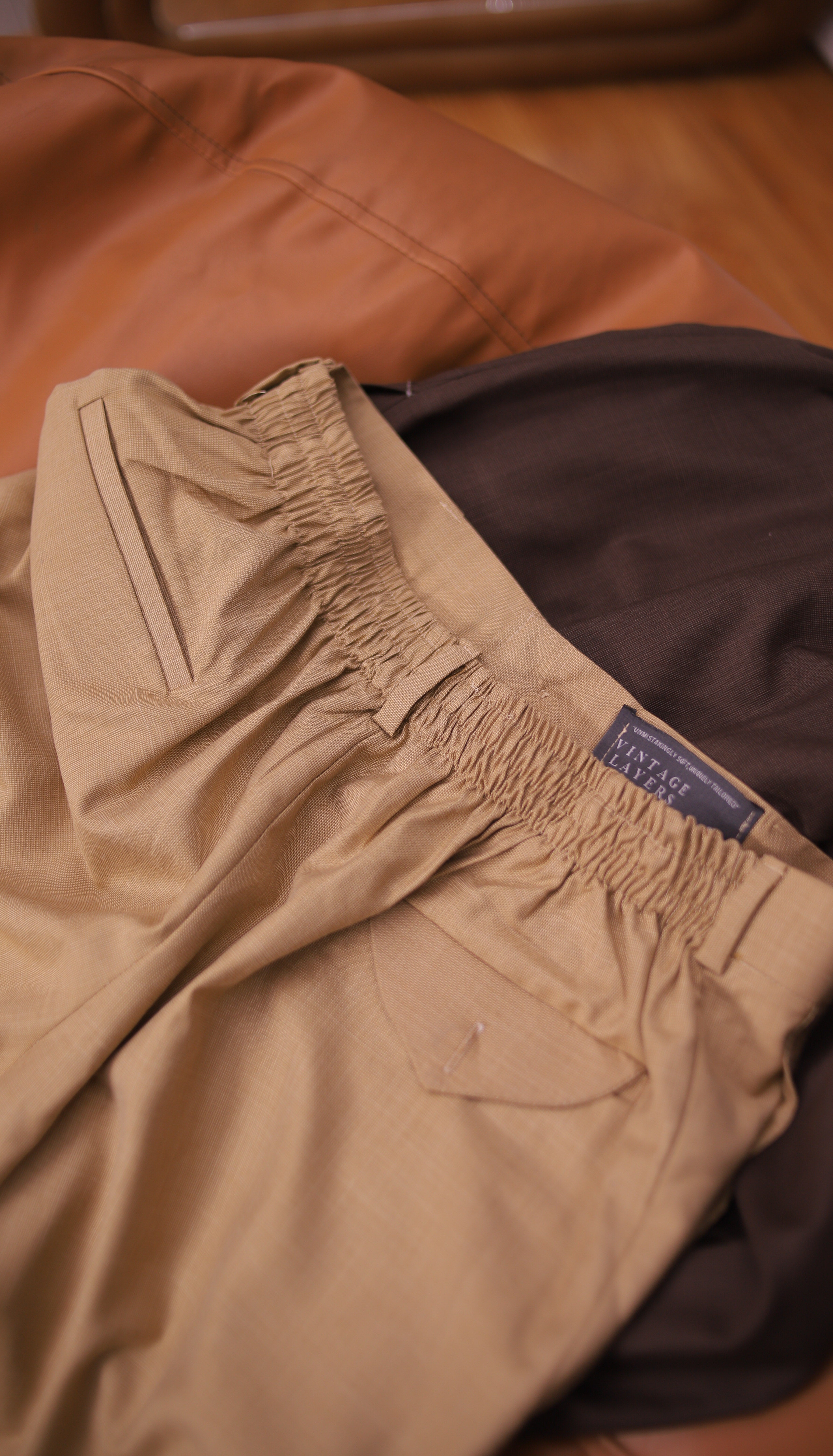 BEIGE Textured Pleated Trousers